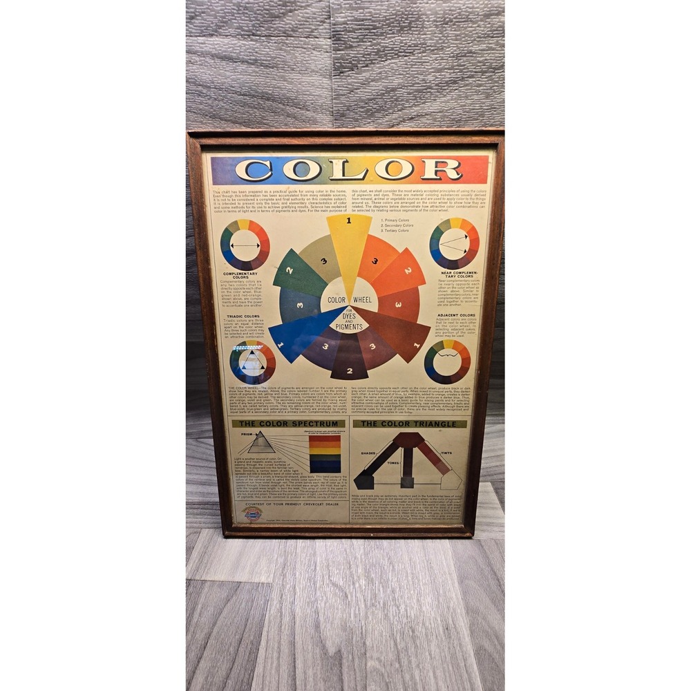 Chevrolet Framed Color Wheel Educational Color Theory Print in a wooden Frame